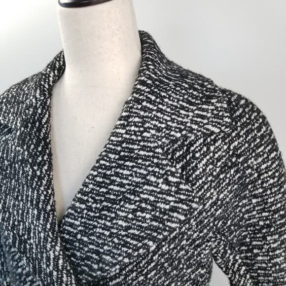Talbots Black White Wool Alpaca Lined Double Breasted Jacket Excellent! Size 4P - Picture 2 of 11